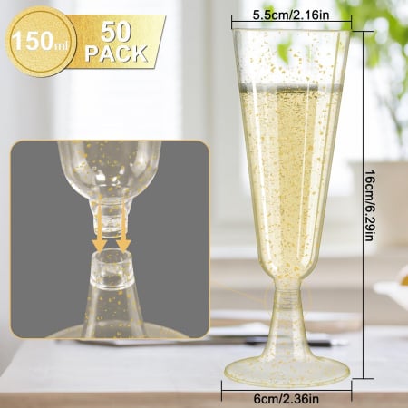 Pahare de sampanie din plastic, set 50 bucati de 150 ml [2]