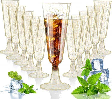 BUCATARIE - Pahare de sampanie din plastic, set 50 bucati de 150 ml
