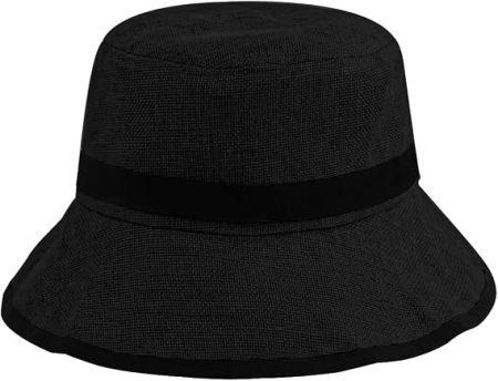 PALARII - Pălărie Bucket Damă și Bărbați pentru Cap Mare, Bor Larg, Material Aspect In, Respirabilă, Șnur Reglabil, neagra 2XL