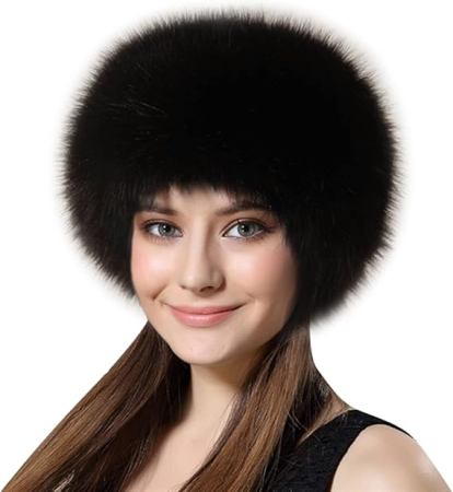 PALARII - Căciulă Damă Lifup din Blană Artificială, Stil Rusesc Cossack, Iarnă, 58-63 cm