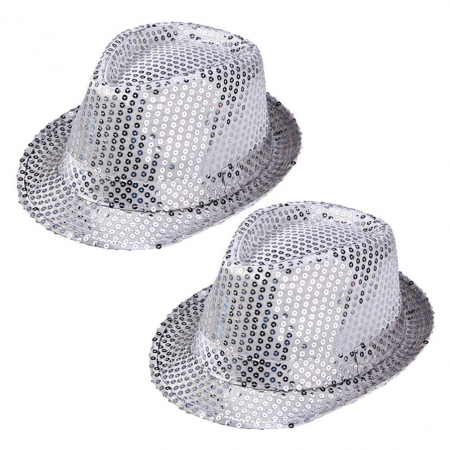 PALARII - Palarie argintie cu paiete pentru petrecere -set 2 bucati