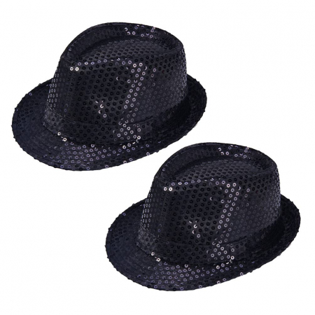 PALARII - Palarie neagra cu paiete pentru petrecere -set 2 bucati