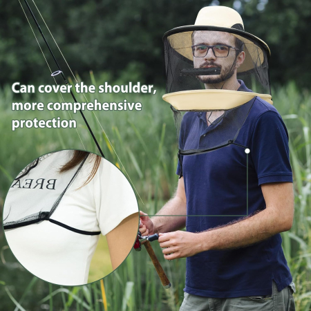 Pălărie detașabilă pentru apicultor, cu plasă de insecte,  pescuit, camping, drumeții [6]