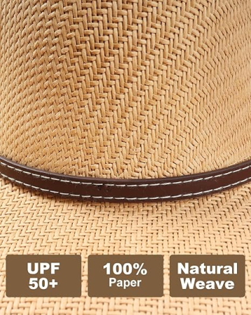 Palarie solara de paie pentru barbati, alba XL 59-61 cm [3]