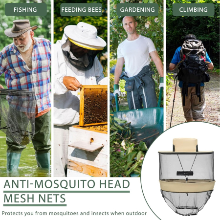 Pălărie detașabilă pentru apicultor, cu plasă de insecte,  pescuit, camping, drumeții [5]