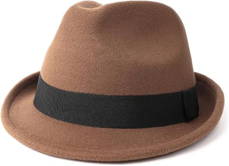 PALARII - Pălărie Damă și Bărbați Fedora Trilby din Fetru, Bor Îngust, Panglică Decorativă, Reglabilă, Mărimi 61.5, Stil Vintage