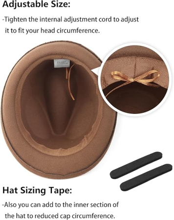 Pălărie Damă și Bărbați Fedora Trilby din Fetru, Bor Îngust, Panglică Decorativă, Reglabilă, Mărimi 61.5, Stil Vintage [1]