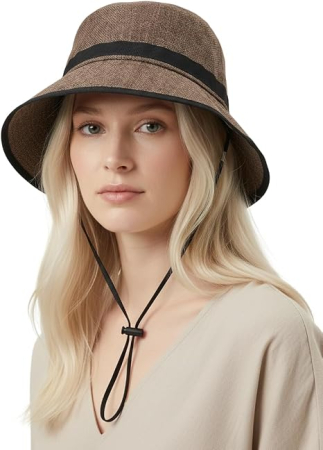 Pălărie Bucket Damă și Bărbați pentru Cap Mare, Bor Larg, Material Aspect In, Respirabilă, Șnur Reglabil, kaki 2XL [1]