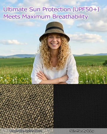 Pălărie Bucket Damă și Bărbați pentru Cap Mare, Bor Larg, Material Aspect In, Respirabilă, Șnur Reglabil, kaki 2XL [3]