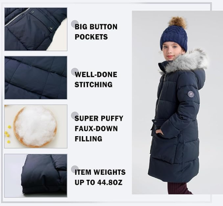 Geaca iarna pentru fetite, imblanita, albastru 6 ani [5]