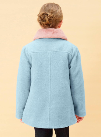 Palton casual pentru fetite, imblanit, cu guler si nasturi, albastru/roz 5 ani [2]