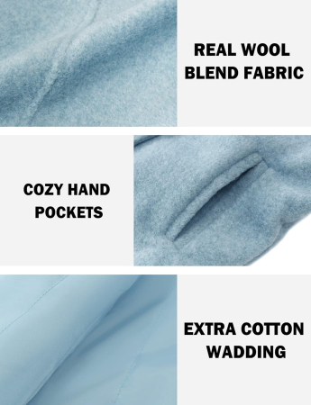 Palton casual pentru fetite, imblanit, cu guler si nasturi, albastru/roz 5 ani [5]