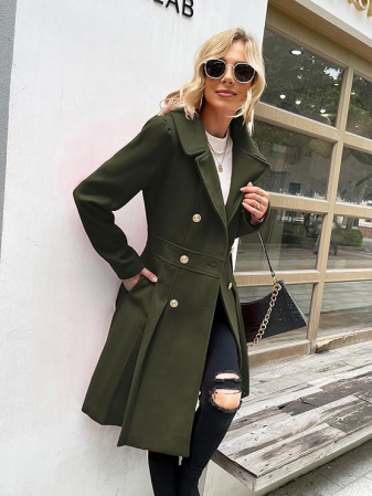 Palton elegant pentru femei, gros, casual, verde 2XL [2]
