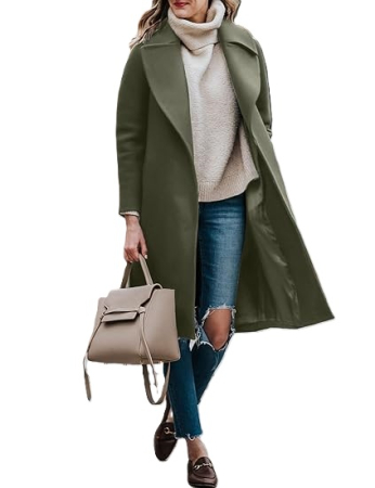 GECI FEMEI - Palton elegant pentru femei, gros, casual, verde 2XL