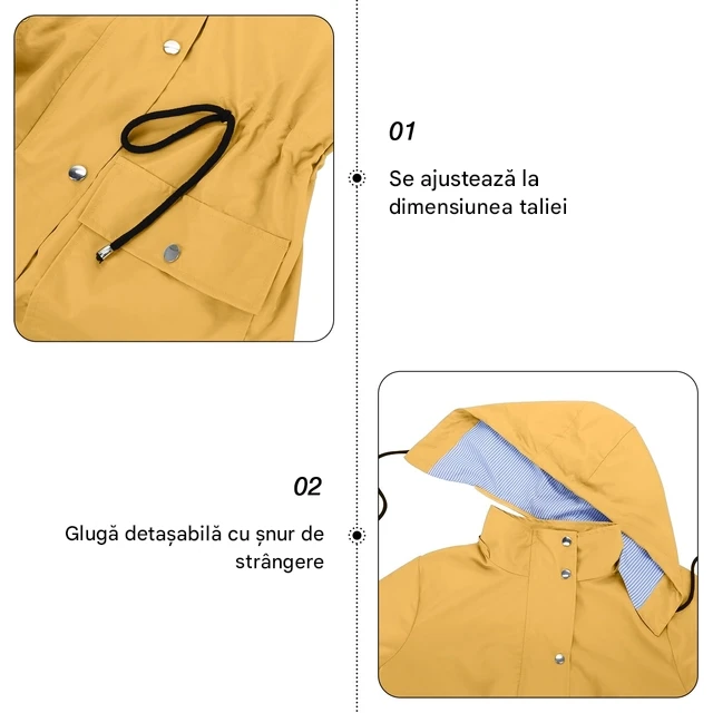 Palton elegant pentru femei, Poncho impermeabil cu gluga,  L [3]