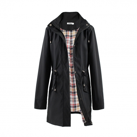 GECI FEMEI - Palton elegant pentru femei, Poncho cu gluga,  XS negru