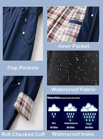 Palton elegant pentru femei, Poncho cu gluga,  XS ALBASTRU [4]