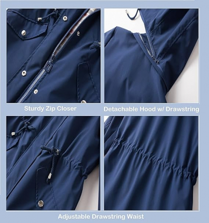 Palton elegant pentru femei, Poncho cu gluga,  XS ALBASTRU [3]