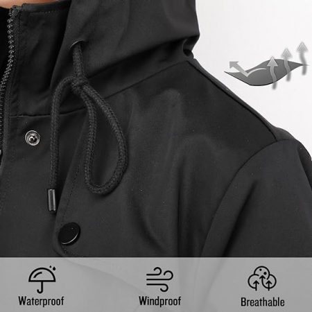 Palton elegant pentru femei, Poncho cu gluga,  XS negru [4]