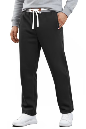 PANTALONI BARBATI - Pantaloni negri Bărbați VOGSTART, Căptușeală Sherpa, Talie Elastică, 3 Buzunare, S