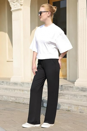 Pantaloni negri, drepti, eleganti, pentru femei cu 2 buzunare oblice, S [5]