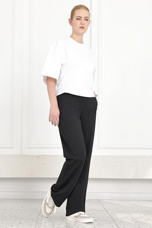 Pantaloni negri, drepti, eleganti, pentru femei cu 2 buzunare oblice, S [3]