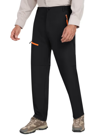 PANTALONI BARBATI - Pantaloni negri barbati, softshell, căptușiți cu fleece, impermeabili, rezistenți la vânt, funcționali, camping, drumeții 4XL
