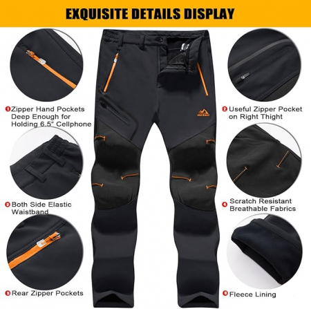 Pantaloni barbati, softshell, impermeabili, rezistenți la vânt, funcționali, camping, drumeții 38 [2]
