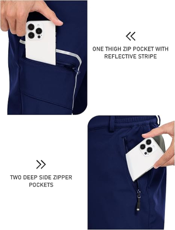 Pantaloni femei, softshell, captusiti cu fleece, impermeabili, rezistenti la vant, functionali, camping, drumetii M, albastri [3]