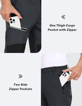 Pantaloni barbati, softshell, căptușiți cu fleece, impermeabili, rezistenți la vânt, funcționali, camping, drumeții 2XL [3]