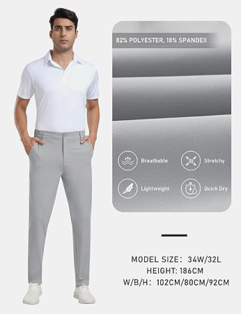 Pantaloni casual barbati, respirabili, elastici, 4 buzunare, gri 38 [2]