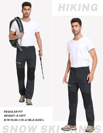 Pantaloni barbati, softshell, căptușiți cu fleece, impermeabili, rezistenți la vânt, funcționali, camping, drumeții 2XL [5]