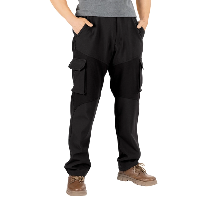PANTALONI BARBATI - Pantaloni largi de drumetii pentru barbati, 4 buzunare, negri XL
