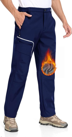 PANTALONI BARBATI - Pantaloni femei, softshell, captusiti cu fleece, impermeabili, rezistenti la vant, functionali, camping, drumetii M, albastri