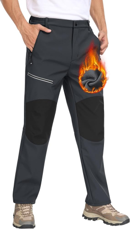 PANTALONI BARBATI - Pantaloni barbati, softshell, căptușiți cu fleece, impermeabili, rezistenți la vânt, funcționali, camping, drumeții 2XL