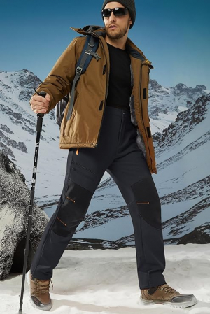 Pantaloni barbati, softshell, impermeabili, rezistenți la vânt, funcționali, camping, drumeții 38 [6]