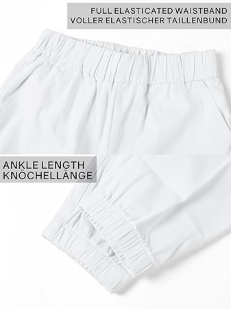 Pantaloni cargo pentru baieti, elastici la baza, 4 buzunare, Alb 170 [4]