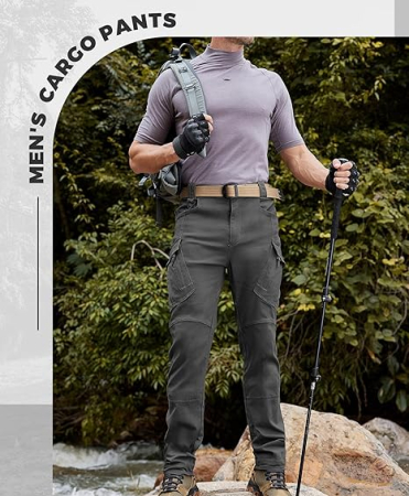 Pantaloni cargo usori pentru barbati, rezistenti la uzura, 4 buzunare, Gri W38-L30 [1]