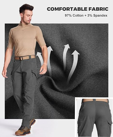 Pantaloni cargo usori pentru barbati, rezistenti la uzura, 4 buzunare, Gri W32-L30 [3]