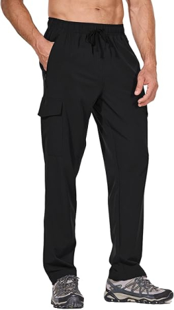 PANTALONI BARBATI - Pantaloni de drumutii pentru barbati, impermeabili, 4 buzunare, negri L