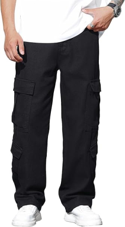 PANTALONI BARBATI - Pantaloni cargo usori pentru barbati, rezistenti la uzura, negri S