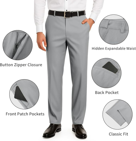 Pantaloni casual barbati, respirabili, elastici in talie, gri 34 [3]