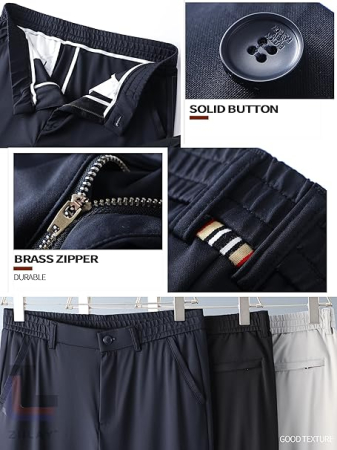 Pantaloni casual barbati, respirabili, elastici in talie, negri 33W,31L [6]