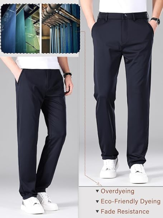 Pantaloni casual barbati, respirabili, elastici in talie, negri 33W,31L [5]