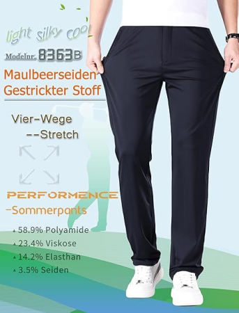 Pantaloni casual barbati, respirabili, elastici in talie, negri 33W,31L [1]