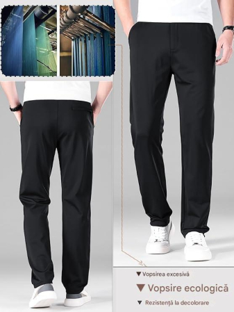 Pantaloni casual barbati, respirabili, elastici in talie, negri 33W,31L [5]