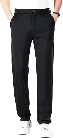 PANTALONI BARBATI - Pantaloni casual barbati, respirabili, elastici in talie, negri 38W,31L