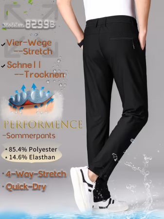 Pantaloni Eleganți Bărbați Classic Fit, Talie Extensibilă, Croi Drept, Fără Călcare, W31L30 [1]