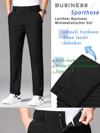 Pantaloni Eleganți Bărbați Classic Fit, Talie Extensibilă, Croi Drept, Fără Călcare, W31L30 [2]