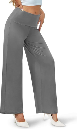 Pantaloni casual lejeri pentru femei, volatili, talie elastica, gri 3XL [2]